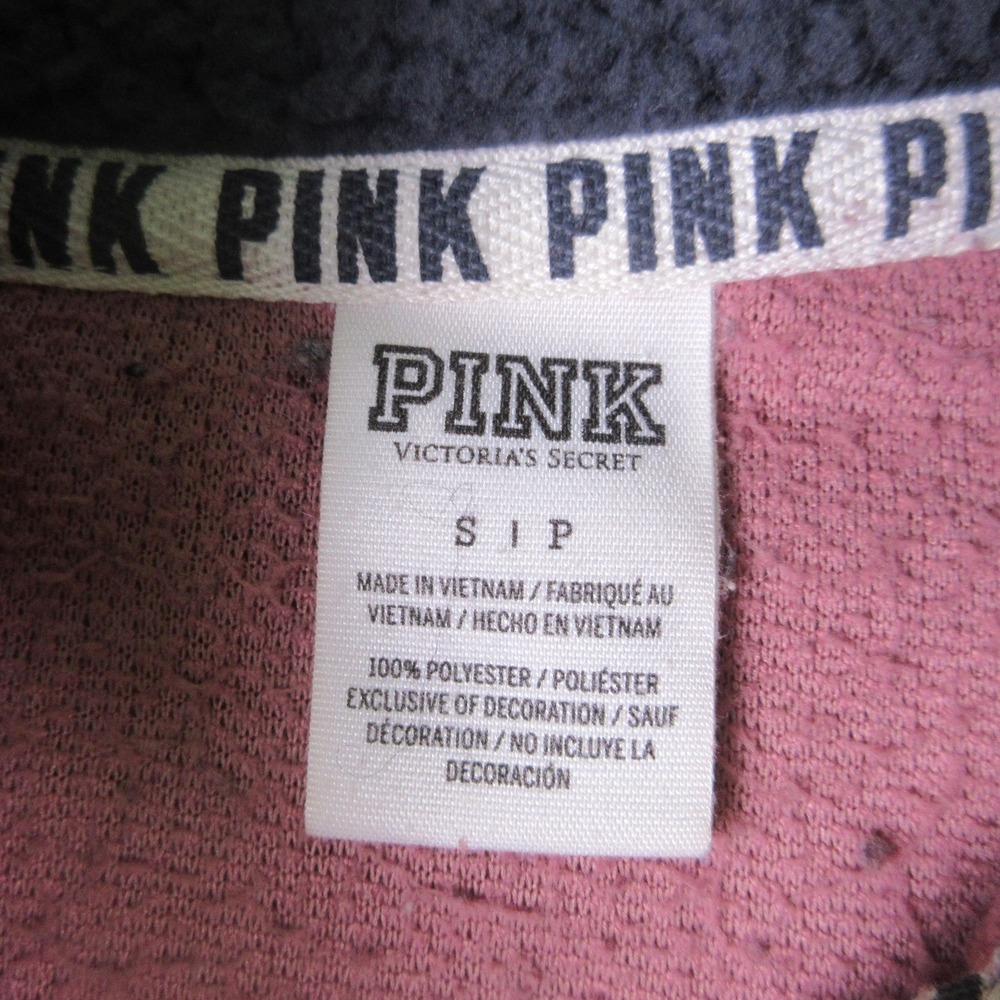 PINK Victoria's Secret Sweater Womens Small Pink Sherpa Fleece 1/4 Zip Pullover - Picture 4 of 8